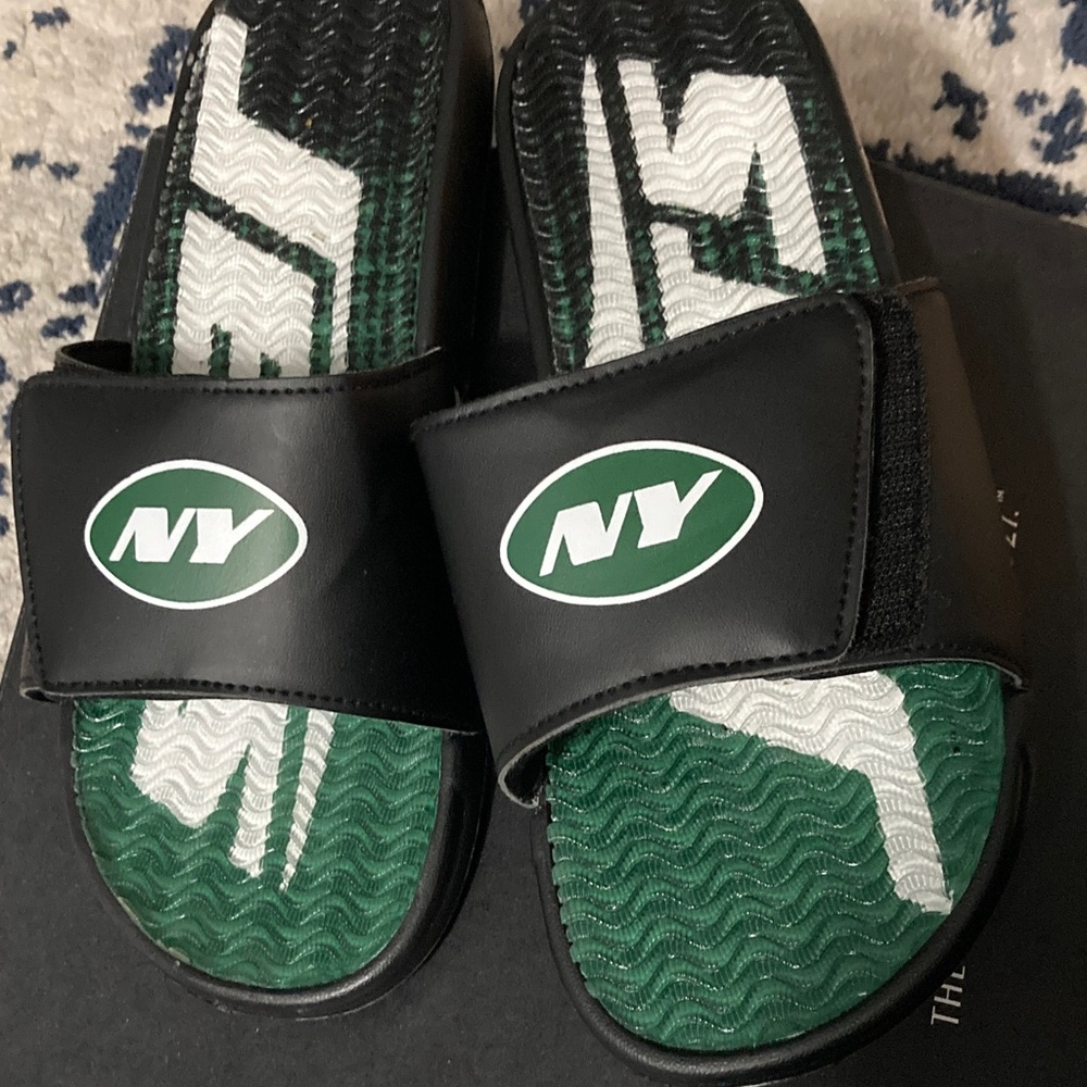 NFL Black and Green Slide Sandals